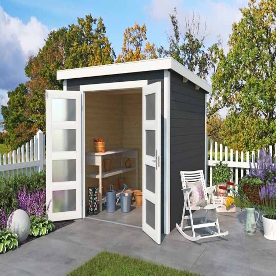 image 1 of Zambezi 5-Log Cabin, Wooden Garden Room, Timber Summerhouse, Home Office - L270 x W324.8 x H210.9 cm Brown