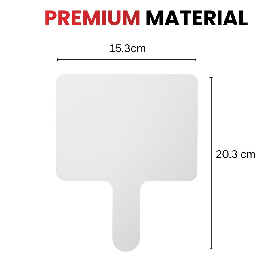 image 1 of Pack of 12 Square Plain White MDF Double Sided Dry Erase Handheld Answer Paddles - Mini Whiteboard