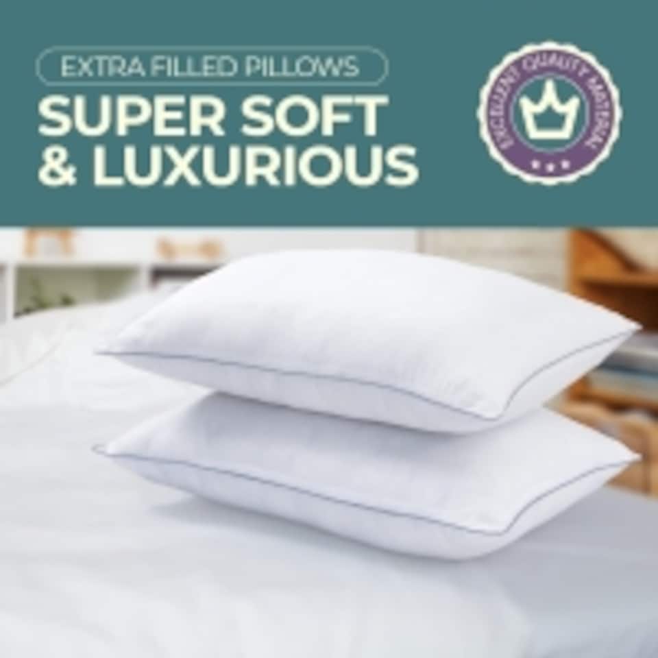 image 1 of Nod Off Egyptian Cotton Pillow, Hollowfibre Fill, Back & Side - Pack of 4