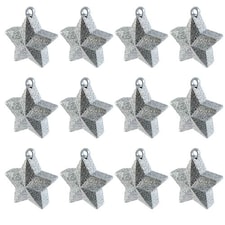 Silver Glitter Star Balloon Weights - Pack of 12