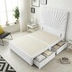 image 2 of Sunburst Divan Bed with 4 Drawers & 54'' Floor Standing Headboard Plush Velvet | White | White