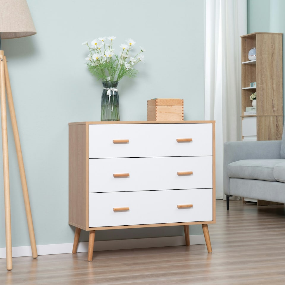 image 1 of HOMCOM Chest of Drawers with 3 Drawers Storage Organizer