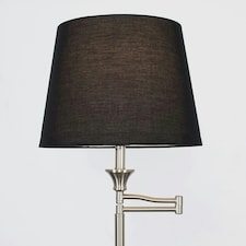 ValueLights Sinatra Brushed Silver Floor Lamp with Medium Black Tapered Shade and LED Bulb