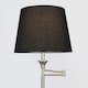image 1 of ValueLights Sinatra Brushed Silver Floor Lamp with Medium Black Tapered Shade and LED Bulb