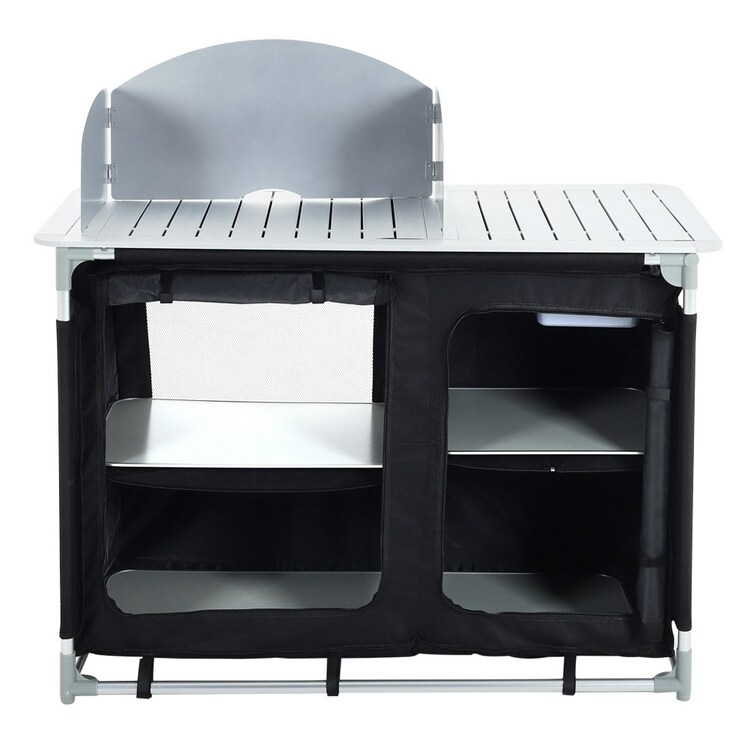 Living And Home Camping Table Kitchen Stand Unit Storage Portable Outdoor Bbq Black