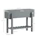 image 10 of Outsunny Wooden Raised Bed w/ Bed Liner, Storage Shelf