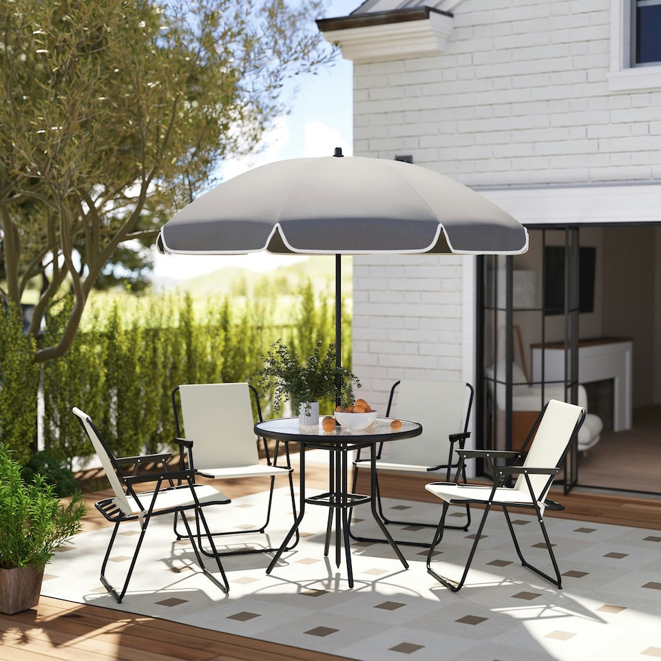 image 1 of Outsunny 6 Pieces Garden Furniture Set with Parasol, Folding Chairs