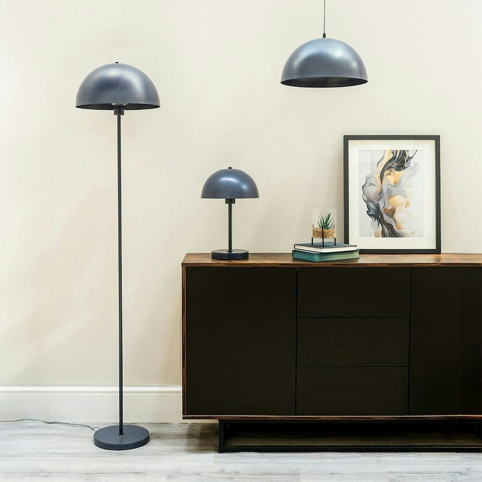 image 1 of ValueLights Stassi Dark Navy Mushroom Dome Metal Table Lamp Light
