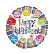 Retirement Speech Bubbles Round Foil Helium Balloon 46cm / 18 in