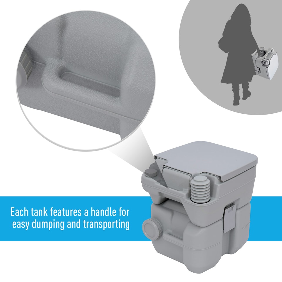 image 1 of Outsunny 20L Camping Toilet Portable Travel WC Caravan Picnic Fishing Restroom