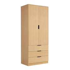Wardrobe 2 Door 3 Drawers Bedroom Home Furniture Clothing Storage Shelf Brown