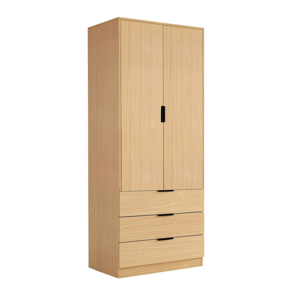 image 1 of Wardrobe 2 Door 3 Drawers Bedroom Home Furniture Clothing Storage Shelf Brown