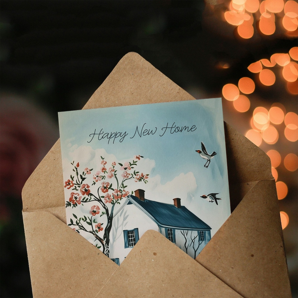 image 1 of Housewarming Quaint White House Timeless Happy New Home Card