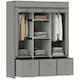 image 1 of HOMCOM Portable Wardrobe w/ 5 Shelves 3 Fabric Drawers and 2 Hanging Rails | Grey | 125W x 43D x 162.5H cm