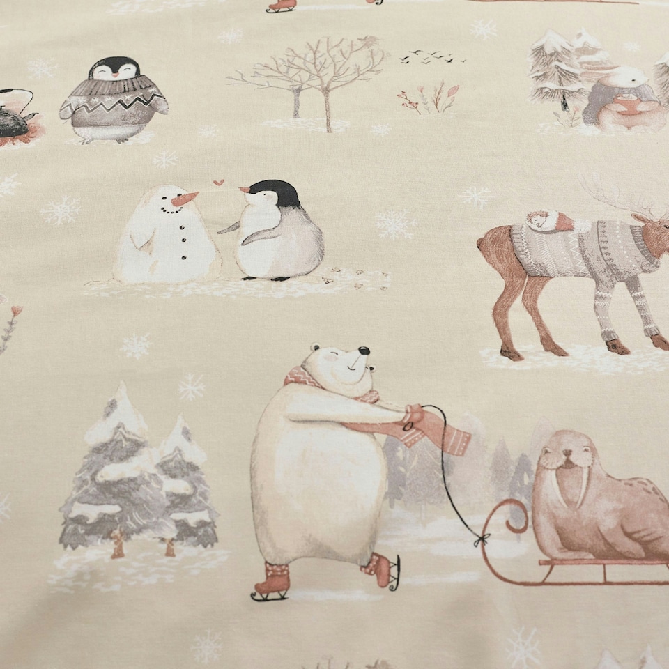 image 1 of Catherine Lansfield Winter Friends Sherpa Duvet Cover Set Natural Cream | Natural | Double
