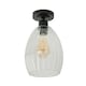 image 1 of ValueLights Cheltenham Black Flush Ceiling Light Ribbed Shade and Bulb