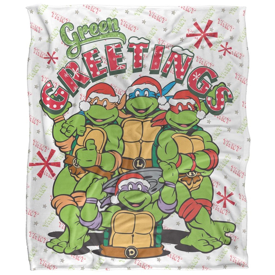 image 1 of TMNT Greetings Silky Supersoft Blanket | Multi | Multicoloured | 152cm x 127cm | 1