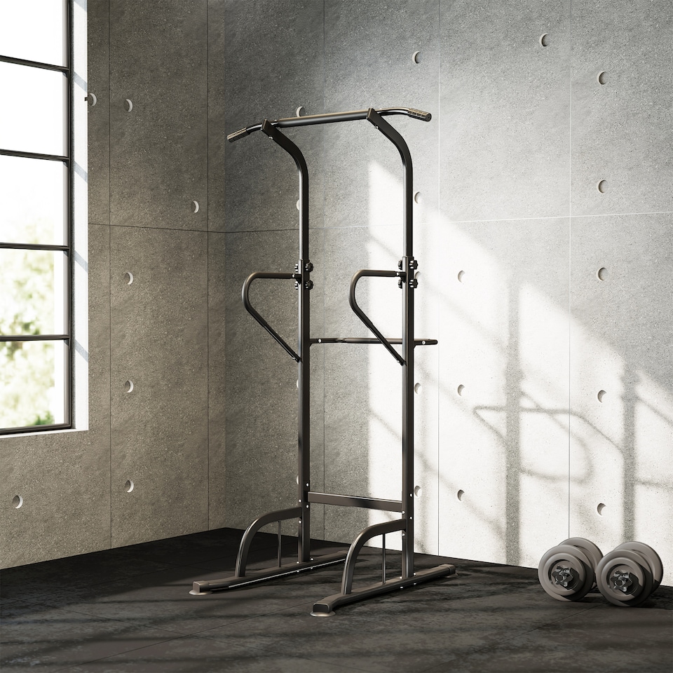 image 1 of HOMCOM Power Tower Multi-Function Pull Up Station w/ Adjustable Height for Gym