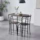 image 2 of Kitchen Breakfast Bar Small Dining Table and 2 chairs Set with Metal frame -Brown