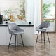 image 2 of HOMCOM Bar Stools Set of 2 Velvet-Touch Fabric Counter Bar Chairs Grey