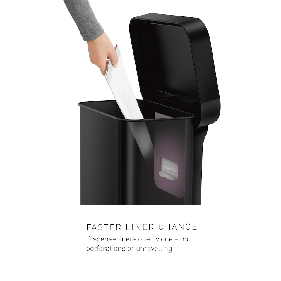 image 1 of Simplehuman 45L Rectangular Kitchen Pedal Bin with Liner Pocket, Matte Black Steel