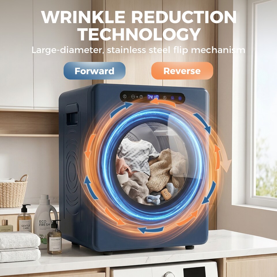 image 1 of HOMCOM 5 kg Portable Vented Tumble Dryer Machine with Timer, Blue