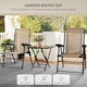 image 4 of Outsunny 3 Pieces Garden Bistro Set, Folding Table and Chairs Set, Metal Garden Furniture Set with Cup Holders for Outdoor, Patio, Balcony, Khaki | Brown