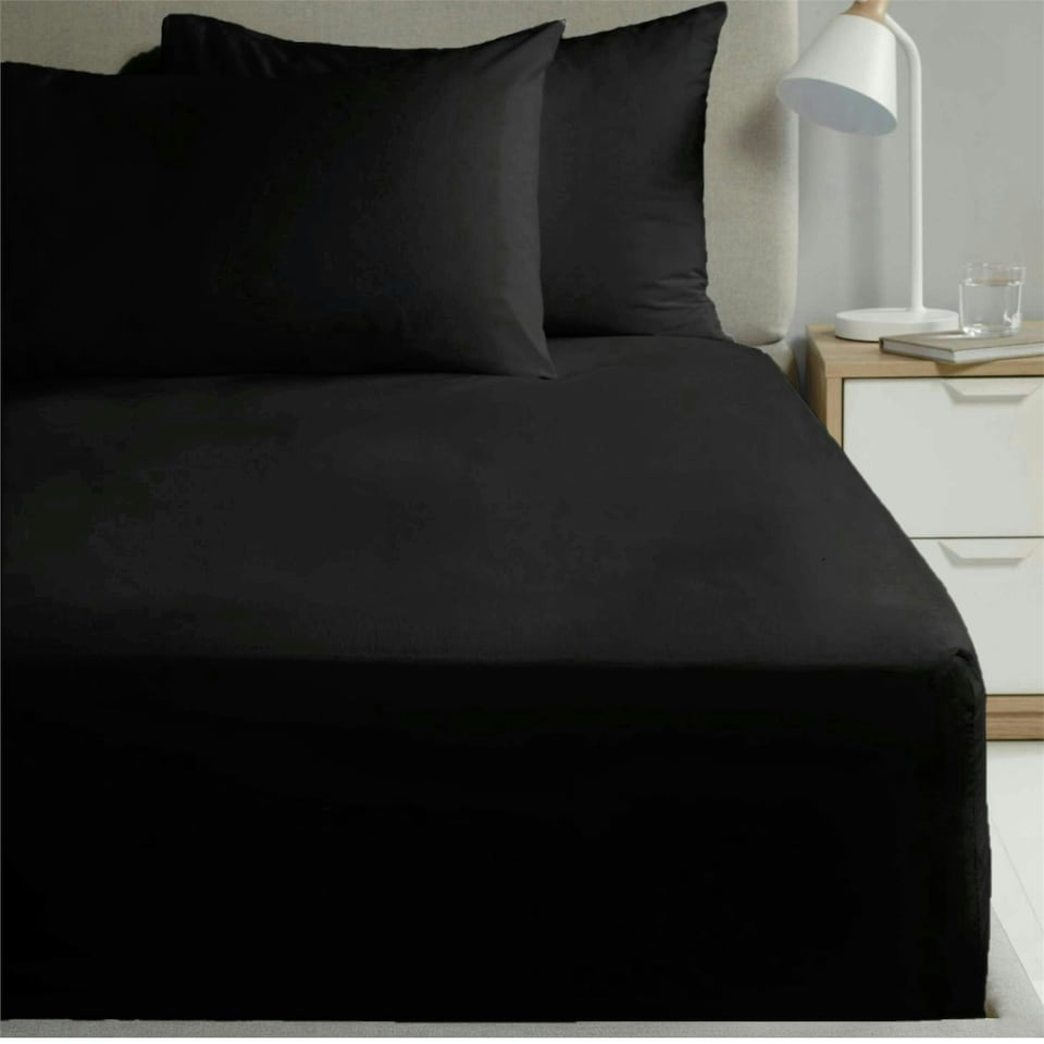 image 1 of Percale 180TC Flat Sheet - Black - Double