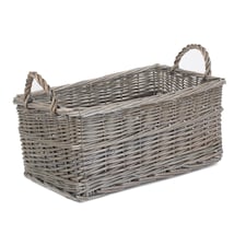Small Shallow Antique Wash Storage Basket | Brown | Brown