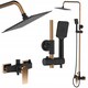 image 4 of Black/Rose Gold Brass Bathroom Shower Column Set Handshower Square Rainfall