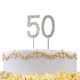 image 2 of Silver Diamond Number 50 Cake Topper Silver