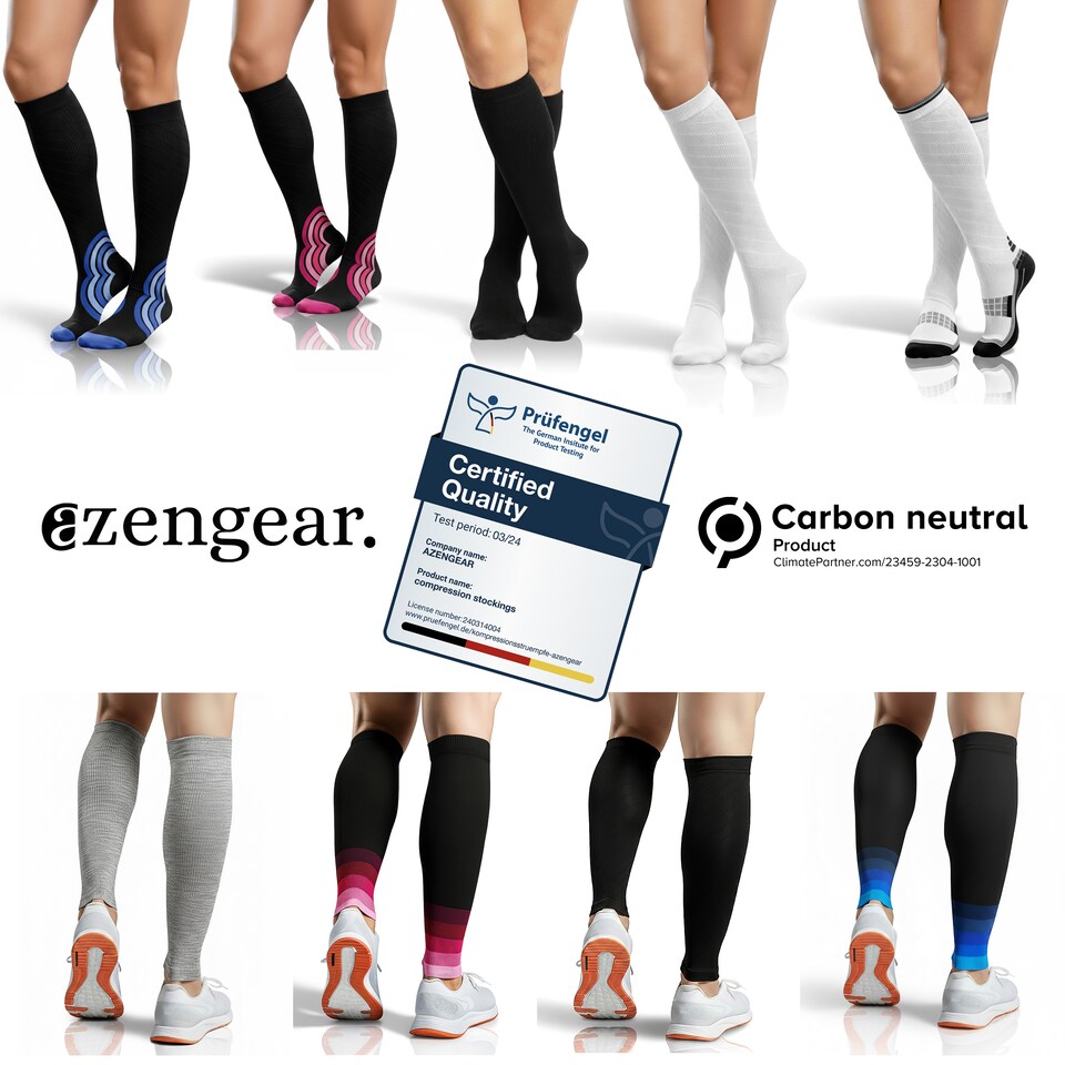 image 1 of aZengear Calf Support Compression Sleeves (Pair) for Women, Men, Running, Shin Splints