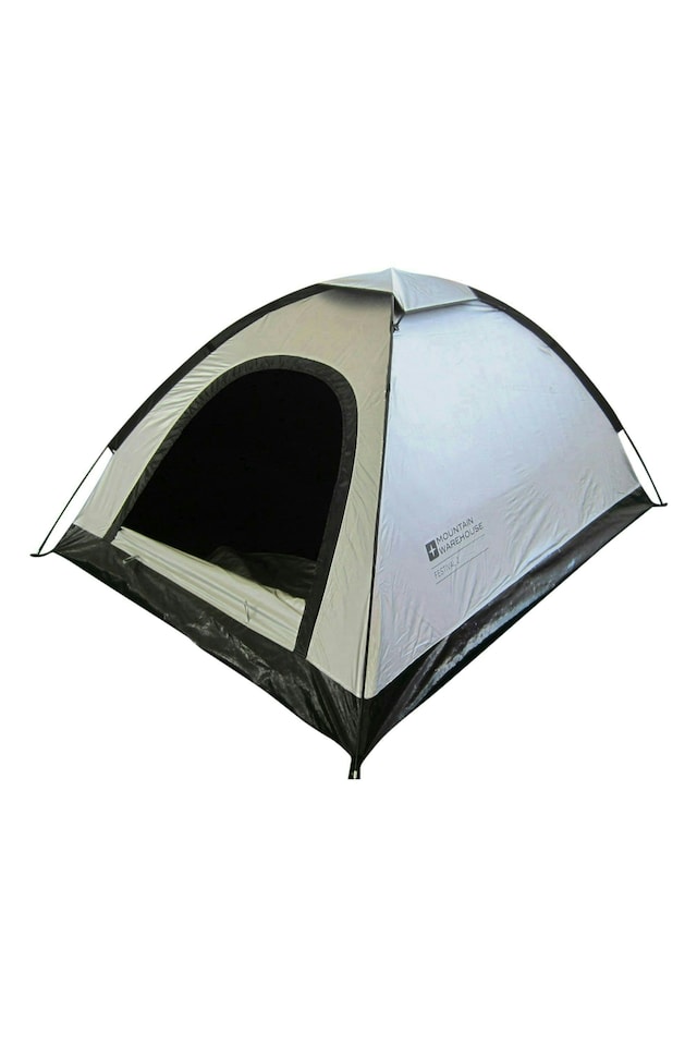 image 1 of Mountain Warehouse 2 Man Tent Black Interior Water Resistant 2 Person Camping | Grey | One Size