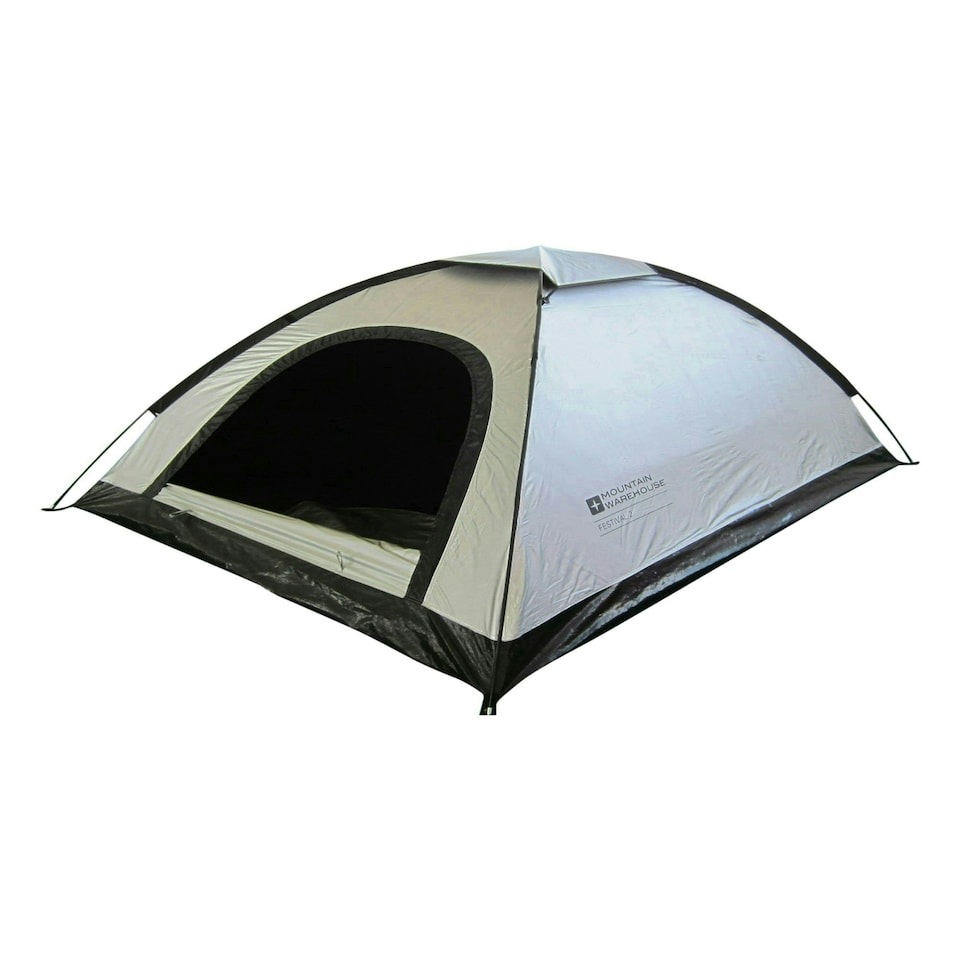 image 1 of Mountain Warehouse 2 Man Tent Black Interior Water Resistant 2 Person Camping Grey | One Size