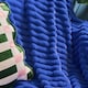 image 2 of OHS Faux Fur Ribbed Fleece Throw Over Bed Blanket Winter Warm Supersoft - 125 x 150cm | Blue | Cobalt Blue