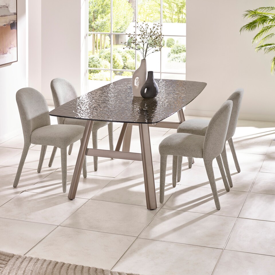 image 1 of Callisto 200cm Rectangular Smoked Bubble Glass Dining Table