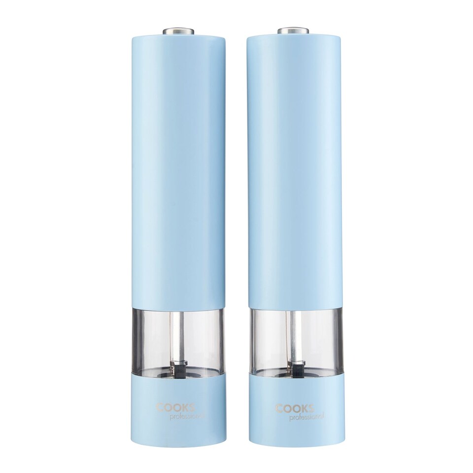image 1 of Cooks Professional Electric Salt & Pepper Mill - Stainless Steel Automatic Grinder | Blue | Blue