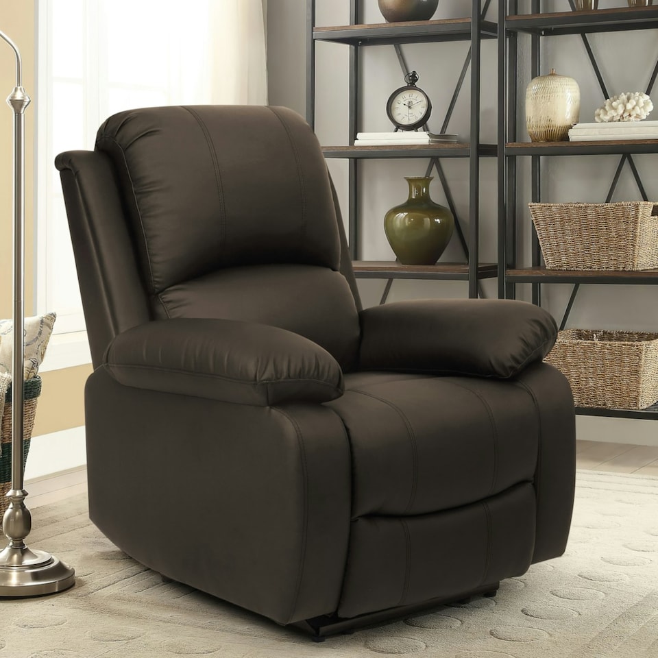 image 1 of Faux Leather Reclining Arm Chair In Brown