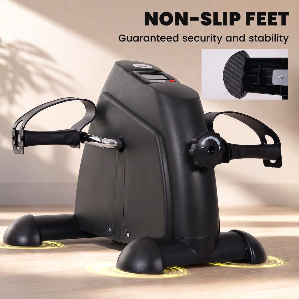 image 1 of HOMCOM Mini Exercise Bike Portable Pedal Manual Machine Indoor Fitness Black | Black
