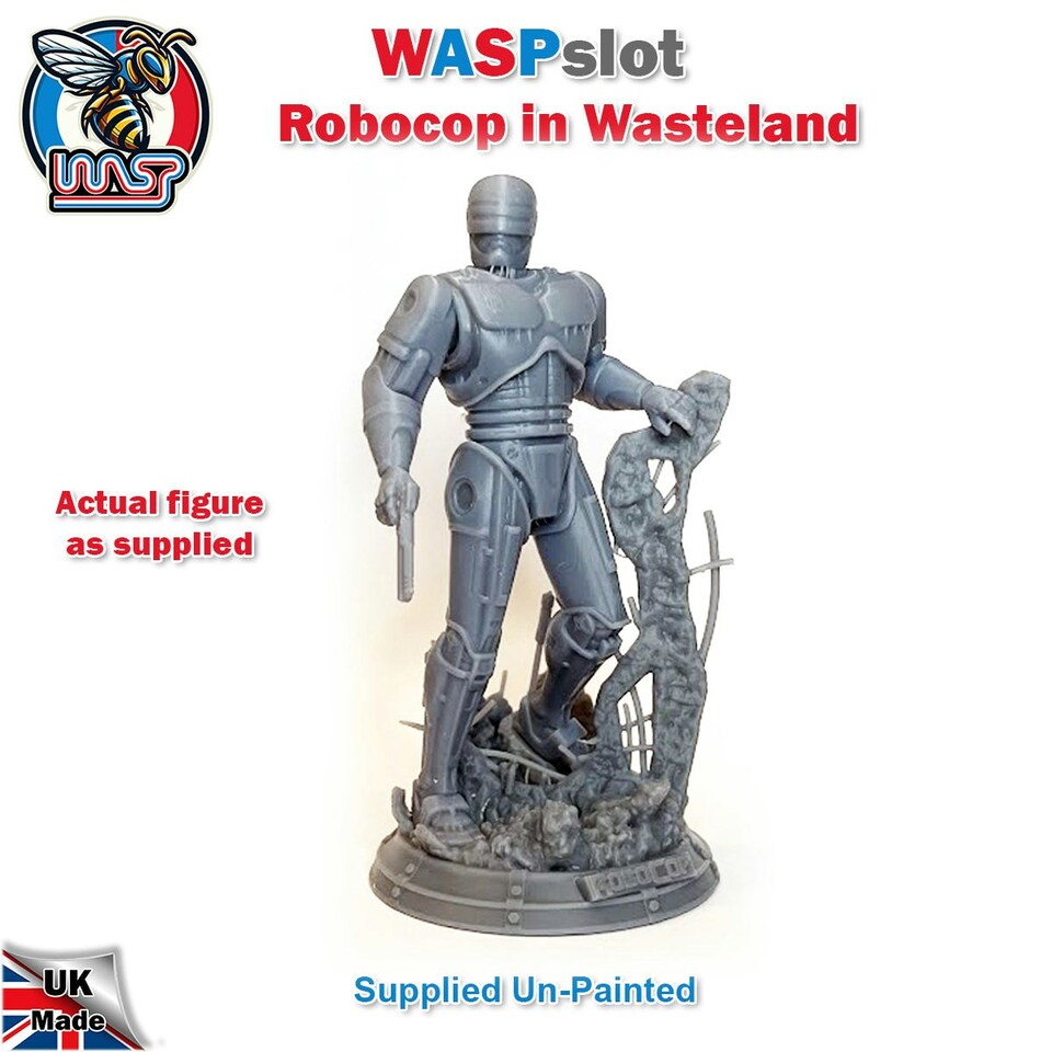 image 1 of Robocop In Wasteland Set Unpainted Figure and Base 1:18 Scale Wasp