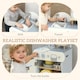 image 3 of AIYAPLAY Wooden Dishwasher Playset, Pretend Play Kitchen for Kids, Kitchen Sink Toys with Faucet, Sink and Accessories, Gift for Boys Girls Toddlers, Light Blue