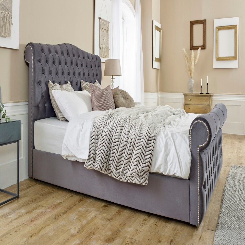 image 1 of Casonova Plush King Bed Frame - Steel