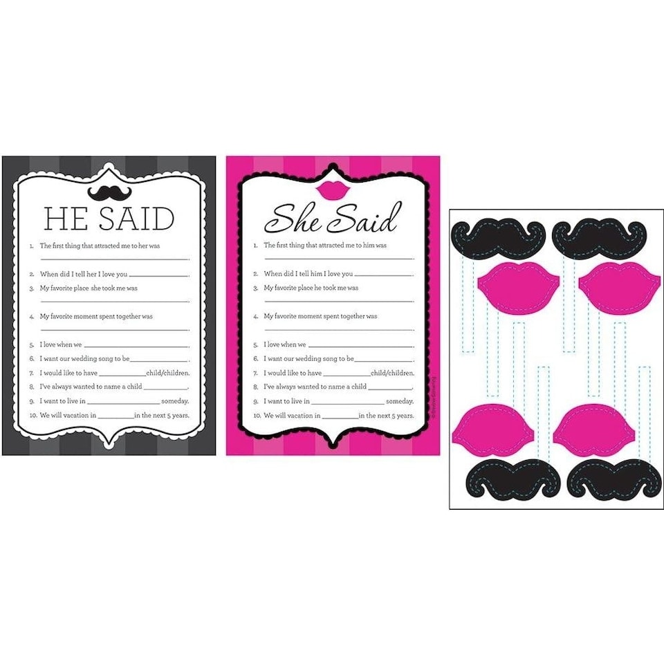 Creative Party Bridal Shower Party Game Set - White/Black/Pink - One Size