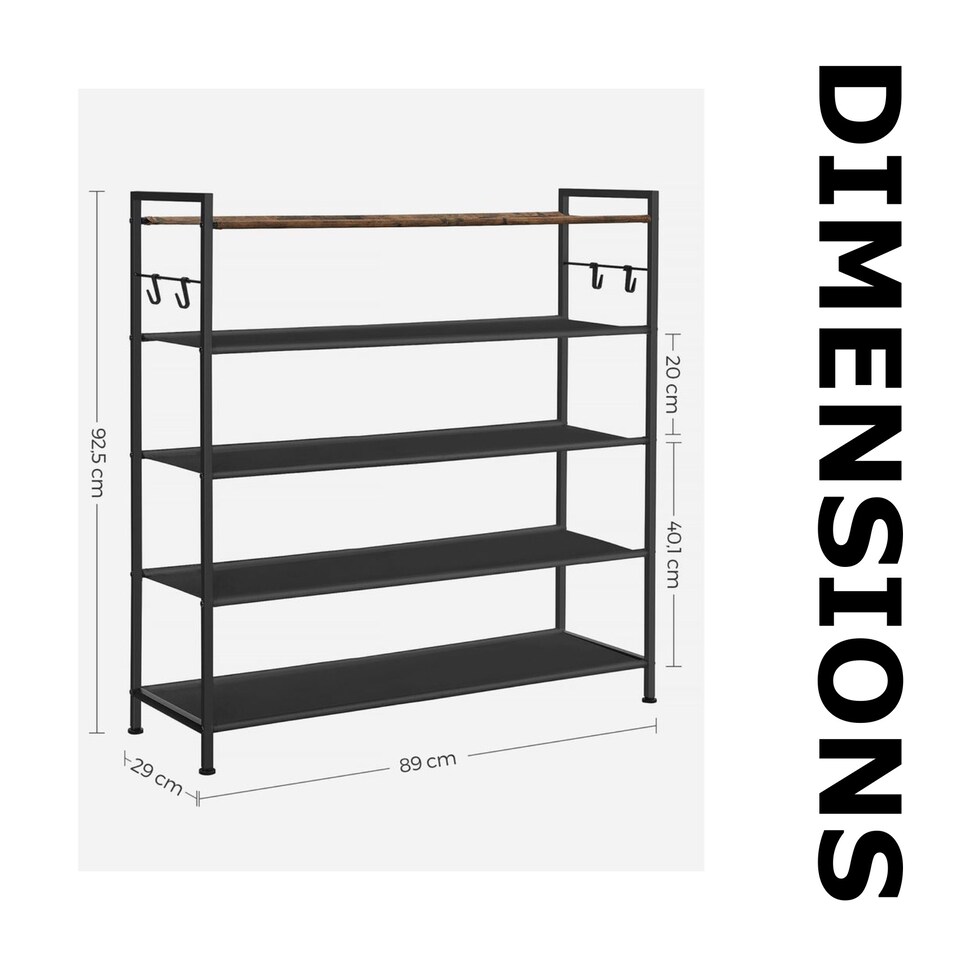 image 1 of 5 Tier Industrial Shoe Rack Hallway Storage Organiser