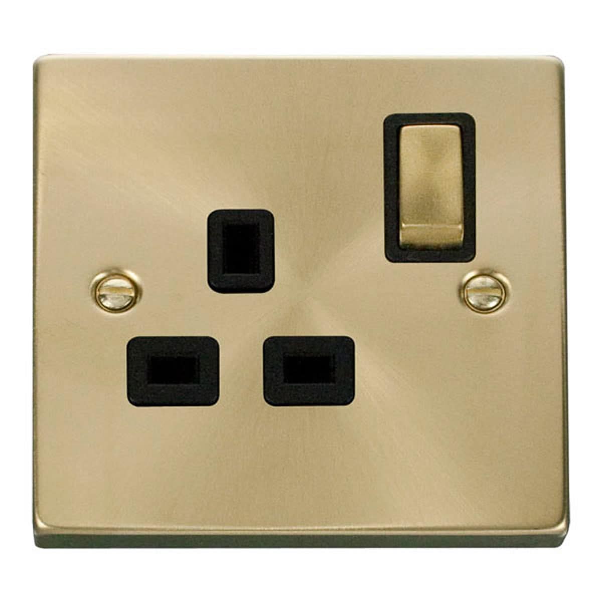 SE HOME Satin Brushed Brass 1 Gang 13A DP Ingot Switched Plug Socket Gold Satin Brass