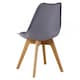 image 3 of Set of 6 Scandinavian Dining Chairs with Leather Cushions Solid Wood Legs Grey