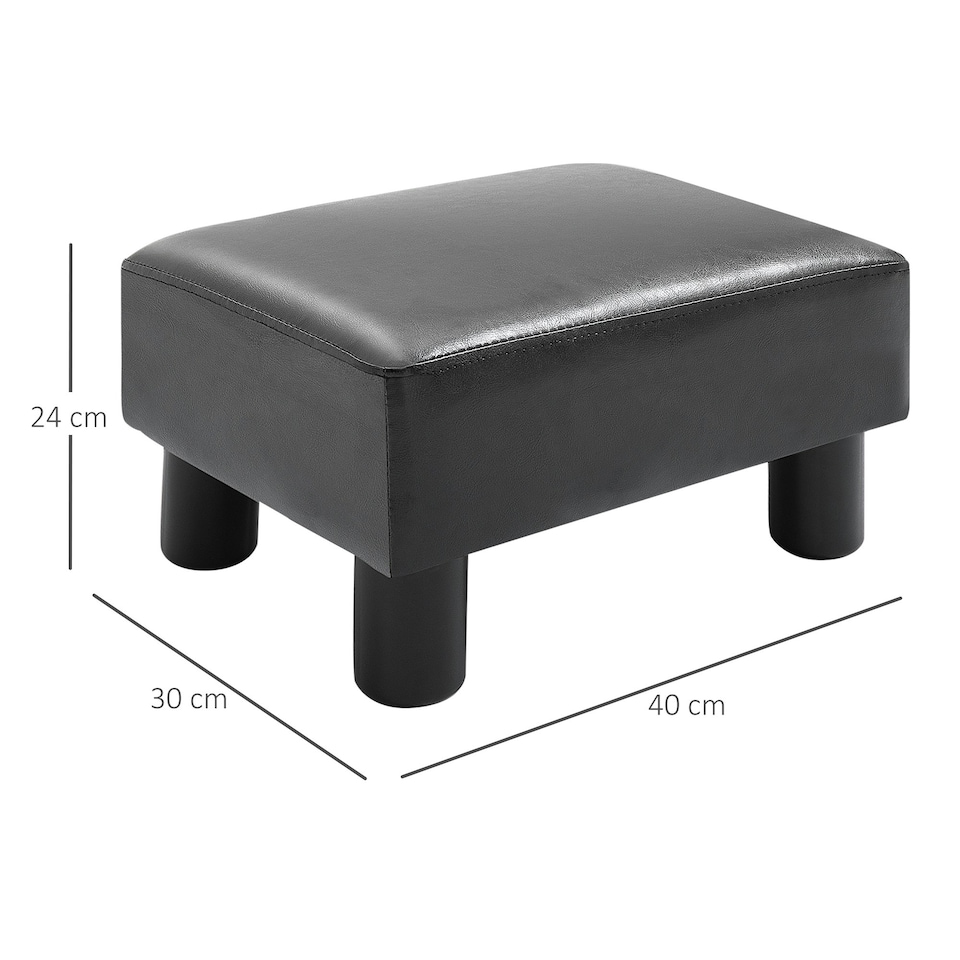 image 1 of HOMCOM Ottoman Footrest Seat Chair Footstool Small PU Leather Home Office Black