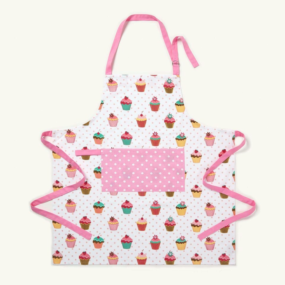 image 1 of Homescapes Pink Cupcake Cotton Apron