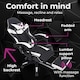 image 4 of White/Black Massage Leather Gaming Chair with Footrest
