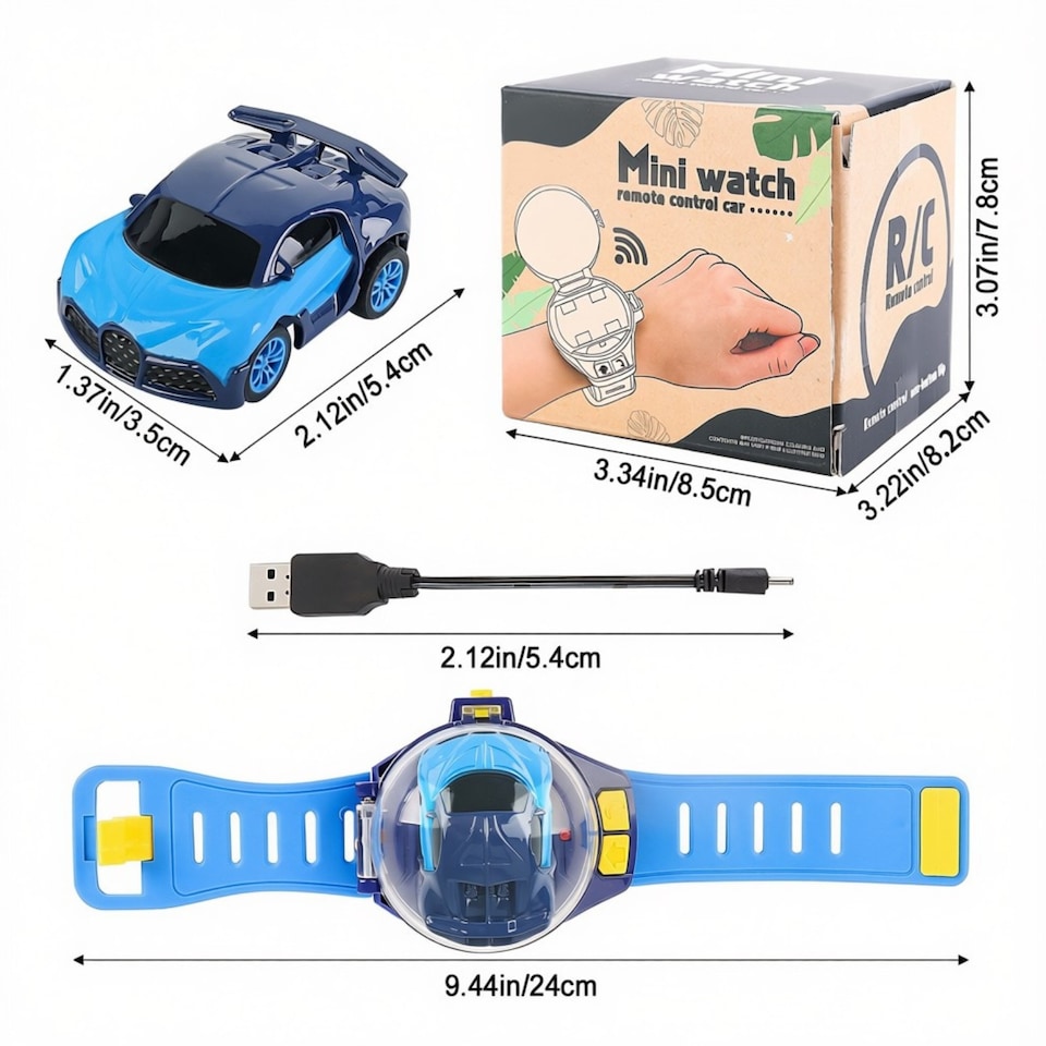 image 1 of Watch‑Controlled Remote Car – Blue Mini RC Car Toy with Wrist Controller for Kids Ages 3+